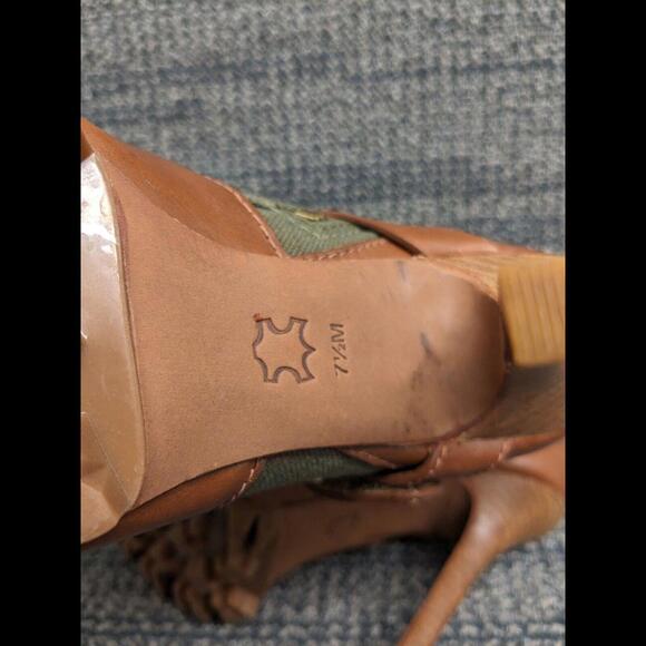 Tory Burch Oren Peep Toe Ankle Booties Olive Brown Women 7.5 - Picture 10 of 14